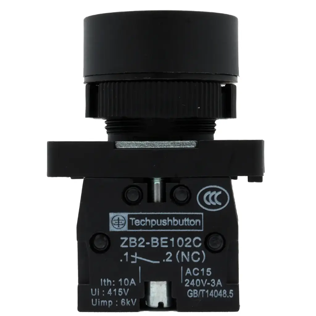 Interruptor Botón Push Button Paro Industrial ZB2-BE102C NC  240V 10A Rojo