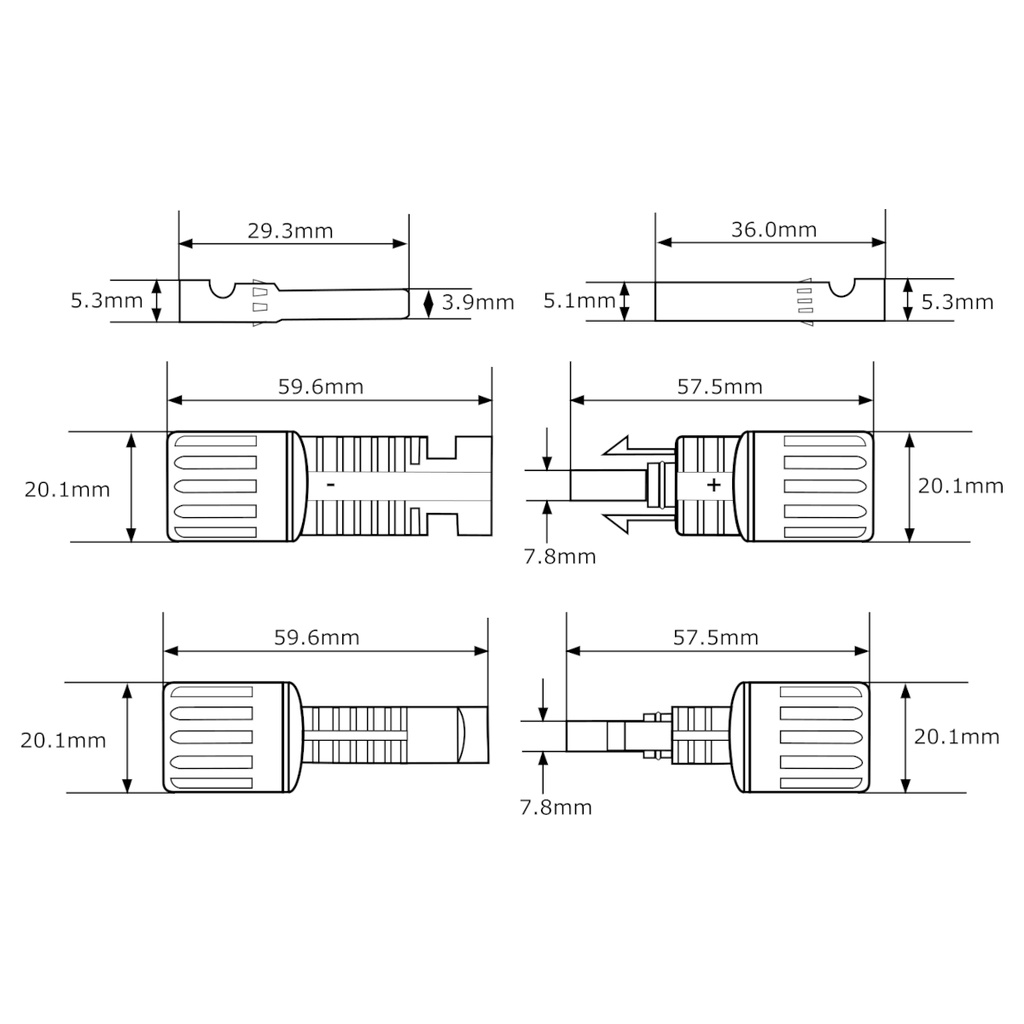 Conector Solar Hembra Macho MC4 T130A Para Panel solar Fotovoltaico IP65