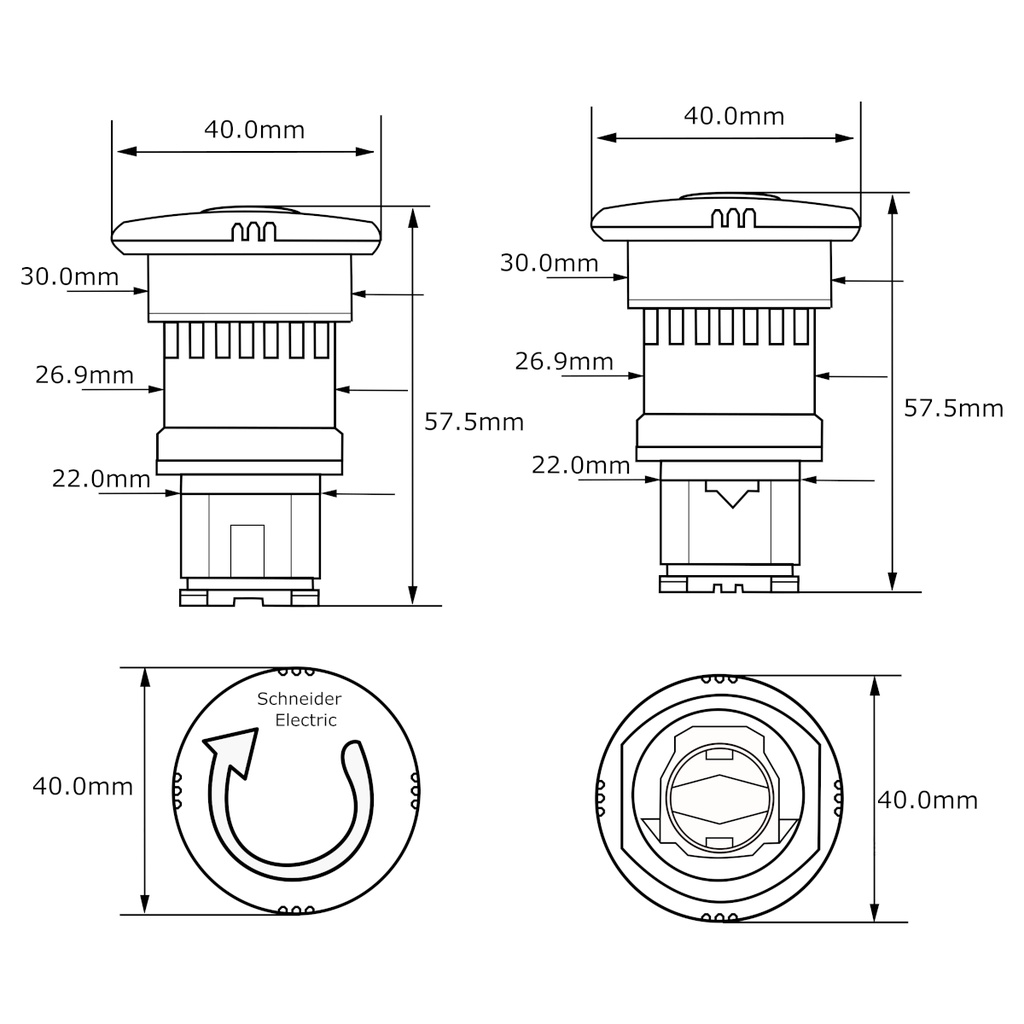 Cabeza Botón Emergencia Push Button Schneider Electric ZB4BS844 40mm Giro Restablecimiento