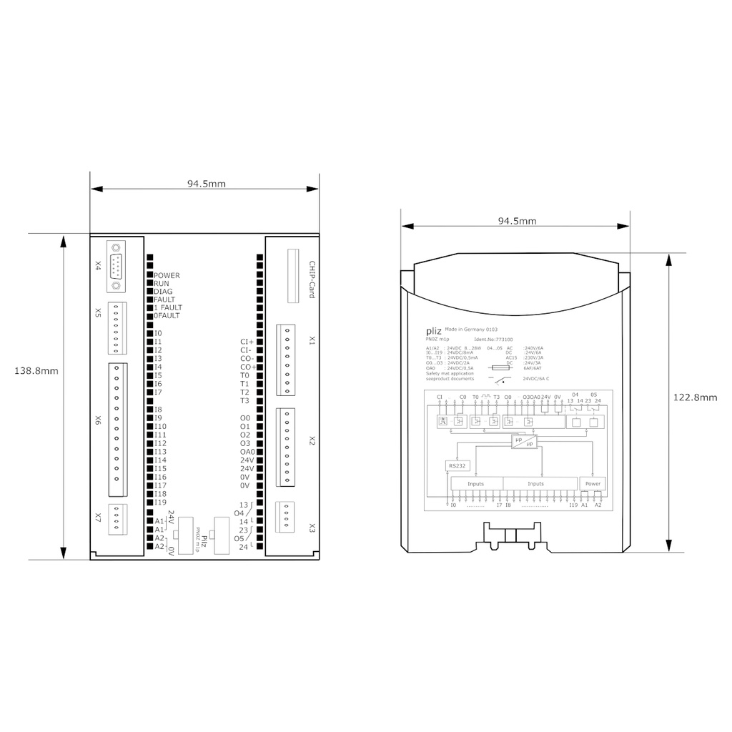 Módulo Controlador Programable de seguridad PILZ PNOZ m1p 773100 24V DC