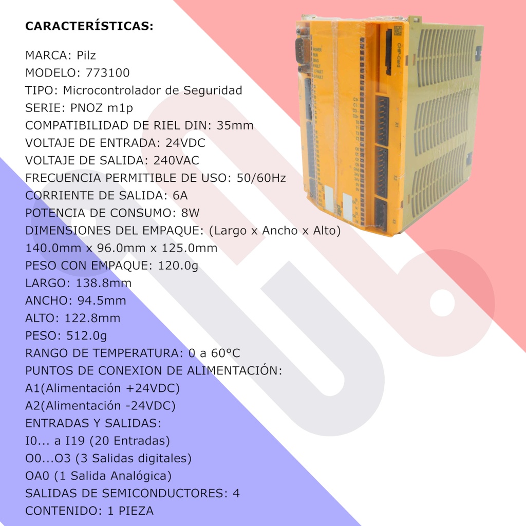 Módulo Controlador Programable de seguridad PILZ PNOZ m1p 773100 24V DC