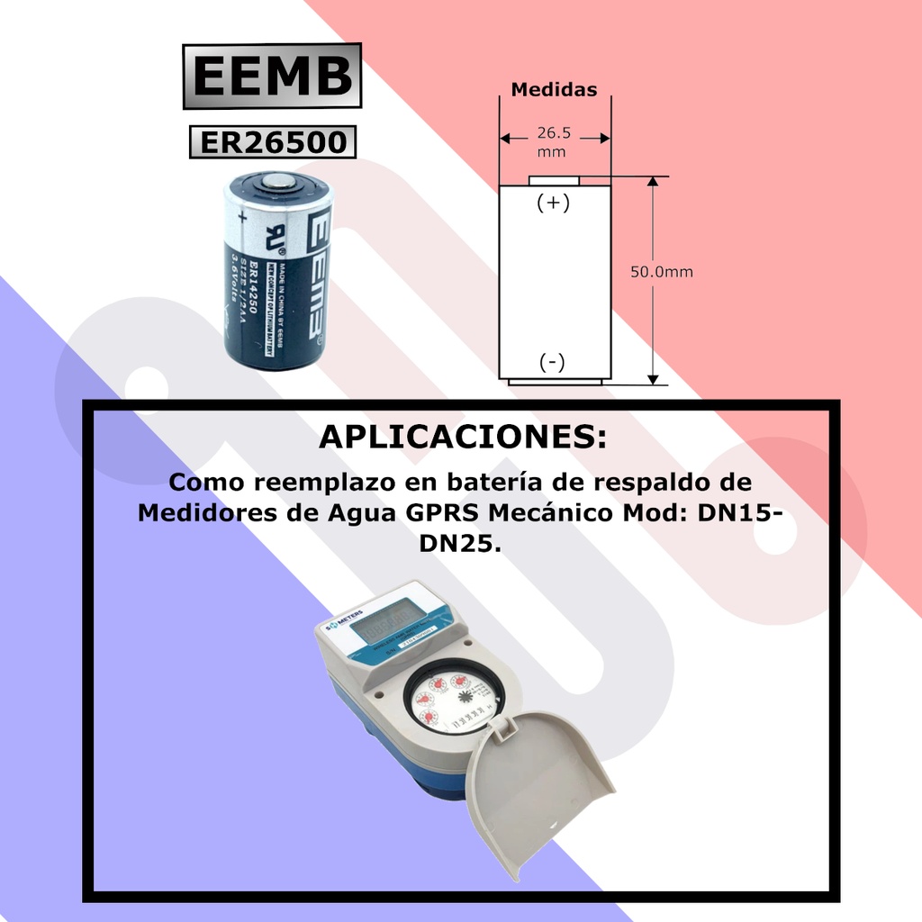 Pila Batería EEMB ER26500 26500 3.6V 9000mAh Tipo C LS26500 TL2200