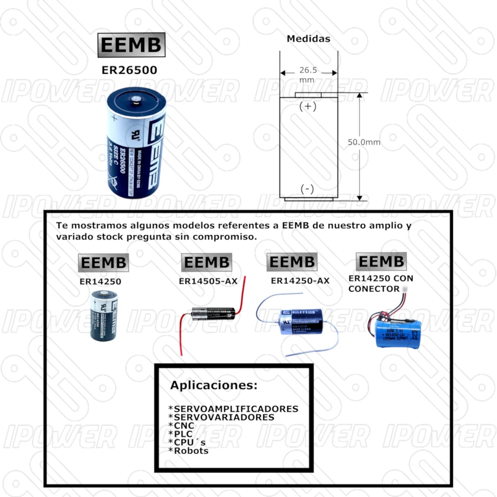 Pila Batería EEMB ER26500 26500 3.6V 9000mAh Tipo C LS26500 TL2200