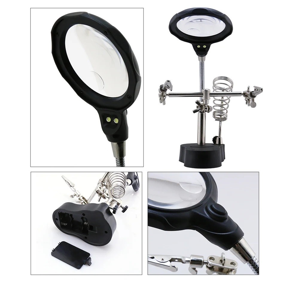 Soporte Y Lupa Con Luz Led Para Soldar TE-801