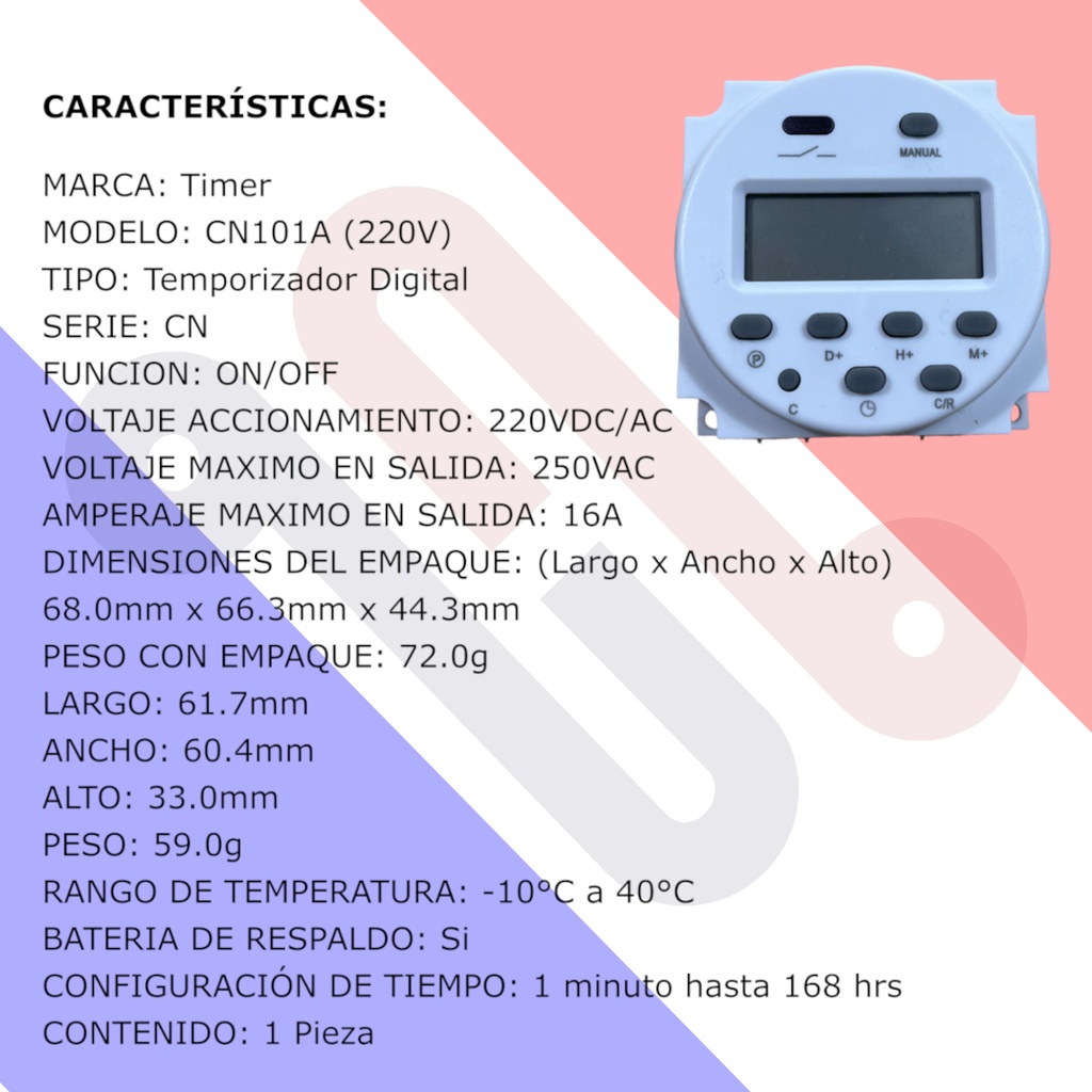 Timer Relay CN101A Temporizador Digital Acuario Incubadora (BLANCO) 220V