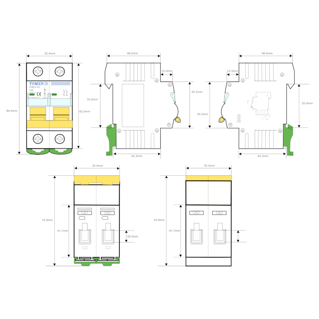 Interruptor Termomagnético TOB1Z-63(C40) 600V DC 40A Solar Fotovoltaico