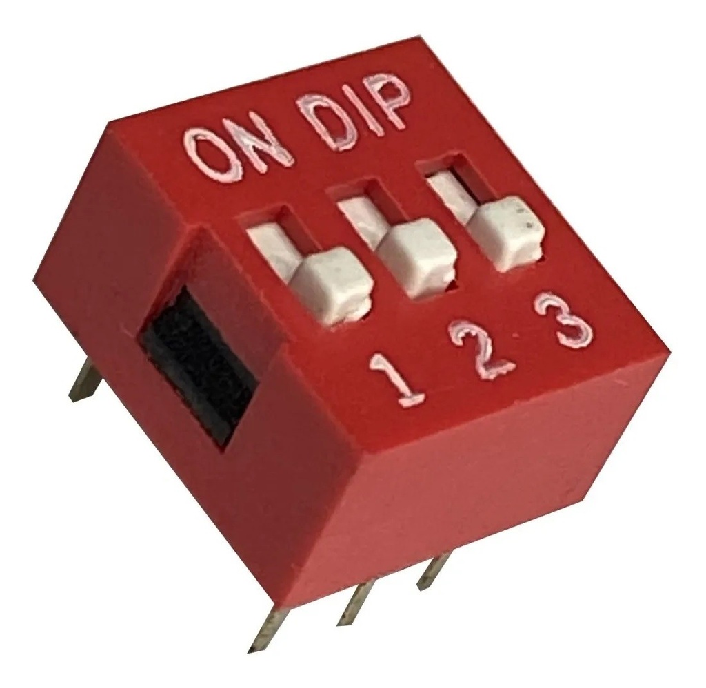 Dip Switch 3 Posiciones Bits Vías Rojo Canal Deslizable