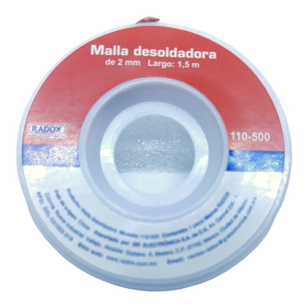 Malla Desoldadora Radox De Cobre De 2mm x 1.5m