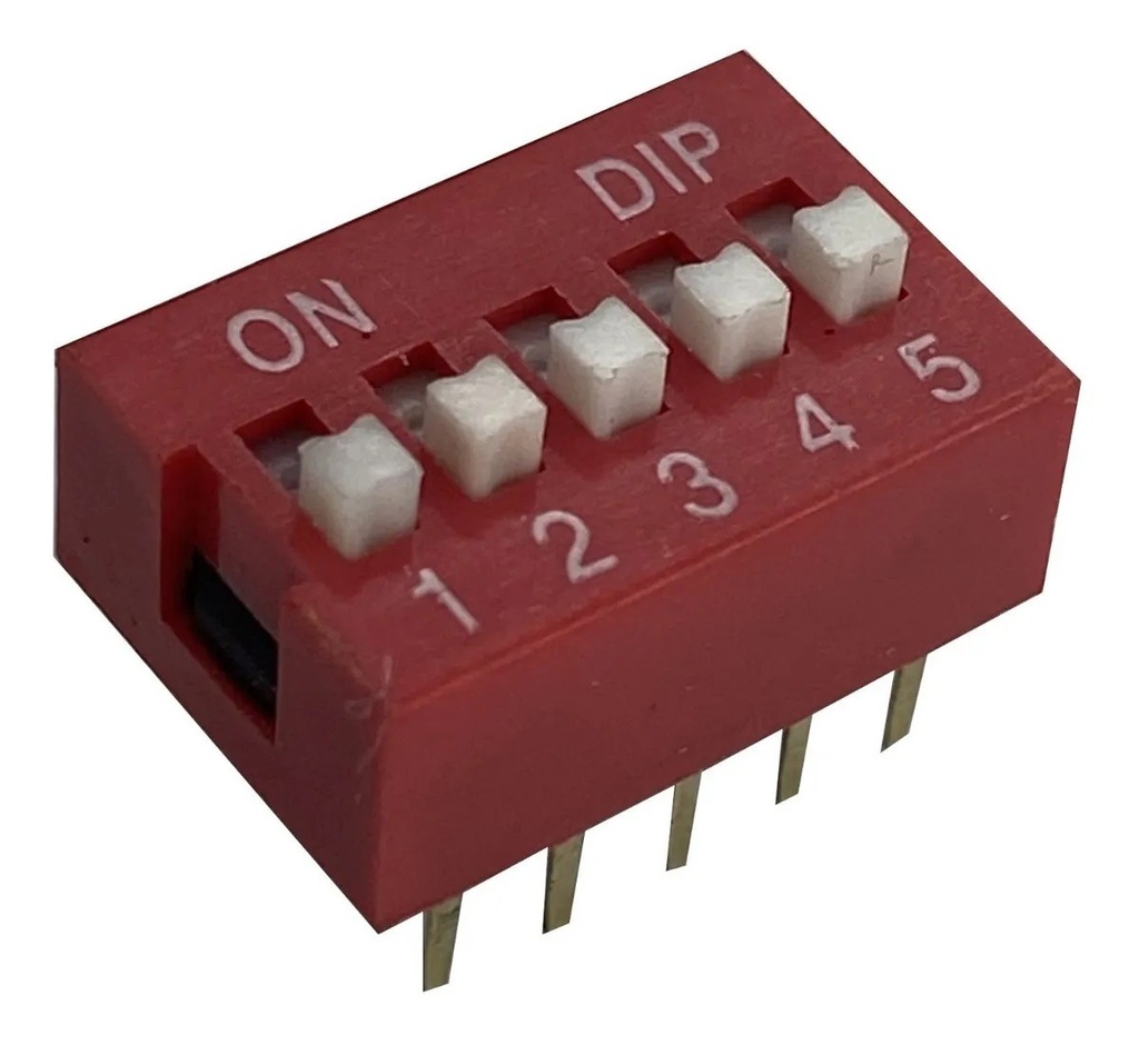Dip Switch 5 Posiciones Bits Vías Rojo Canal Deslizable