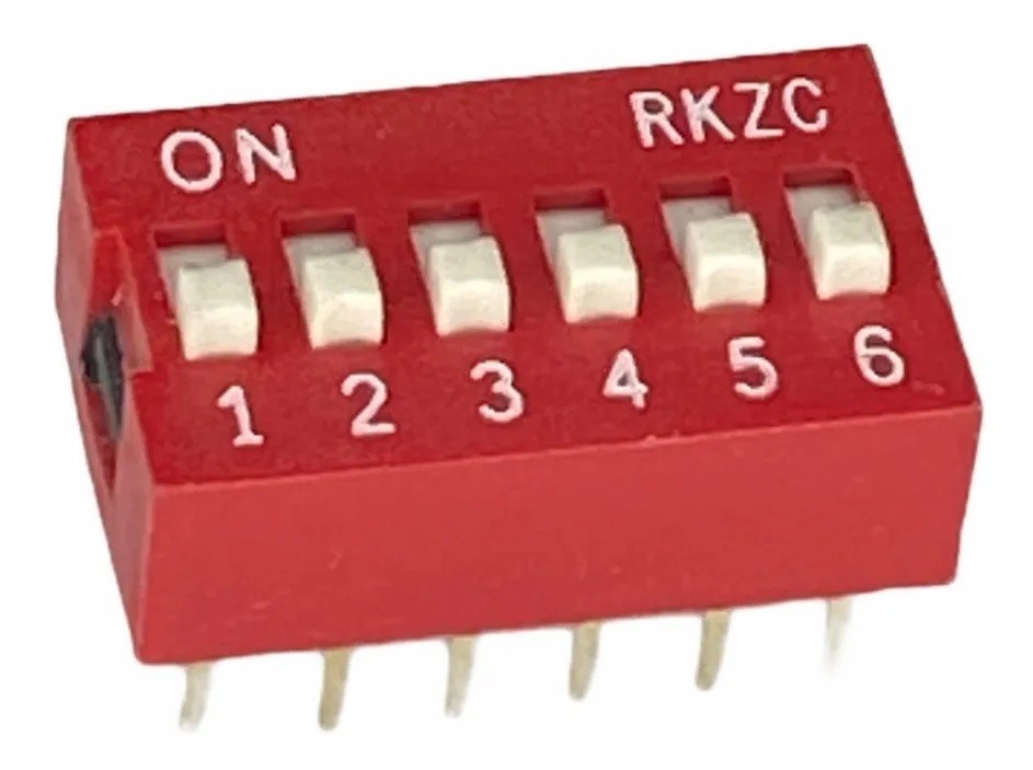 Dip Switch 6 Posiciones Bits Vías Rojo Canal Deslizable