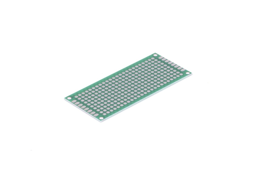 Placa Fenólica Perforada 3x7Cm Con Recubrimiento Verde De Cobre Y Baquelita