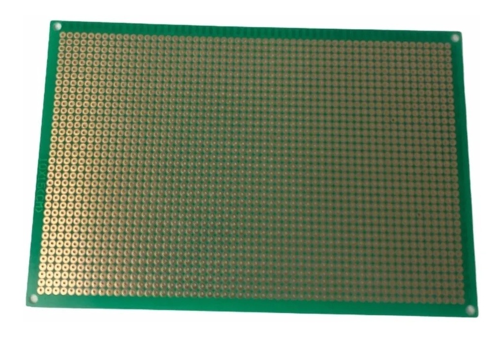 Placa Fenólica Perforada 1mm de 10x15cm Con Recubrimiento Verde De Cobre Y Baquelita