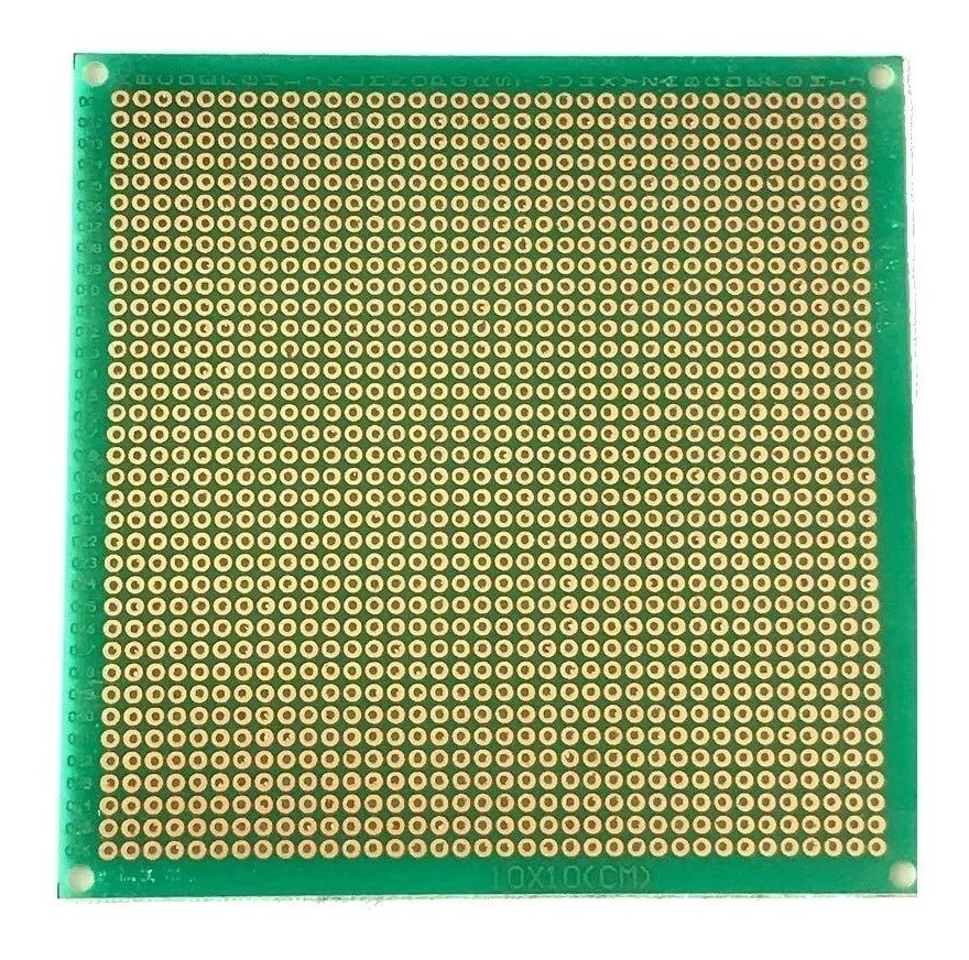 Placa Fenólica Perforada 1mm De 10 x10 Cm (Con Recubrimiento Verde) De Cobre Y Baquelita