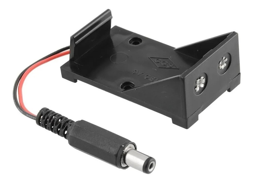 Portapila Soporte Sujetador Rígido Batería 9V Con Plug Conector Barril Arduino