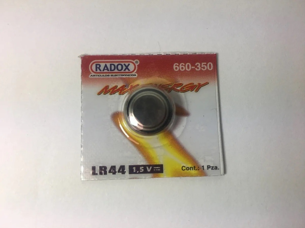 Pila Batería Radox LR44 1.5V Tipo Botón Alcalina
