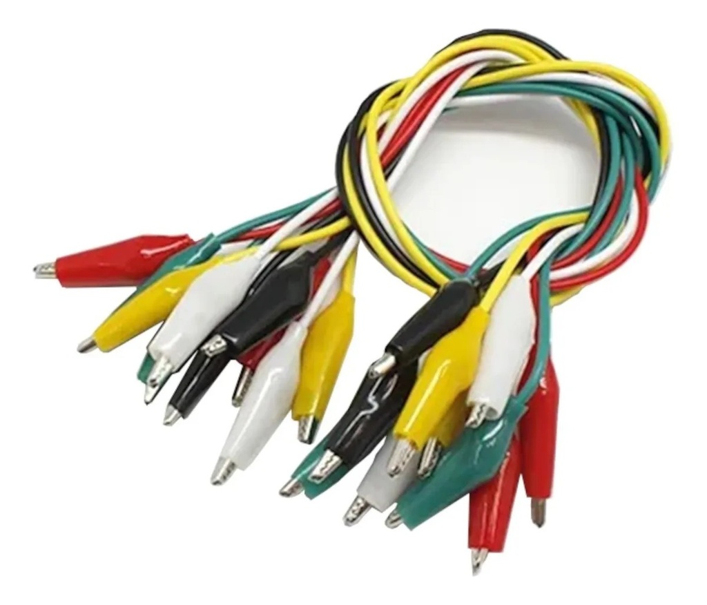 Kit Juego De 10 Cables Con Caimán Tenaza Chico