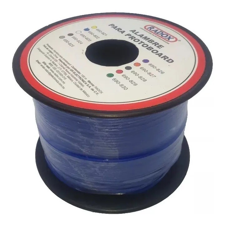 Rollo de alambre para protoboard azul 100 m.