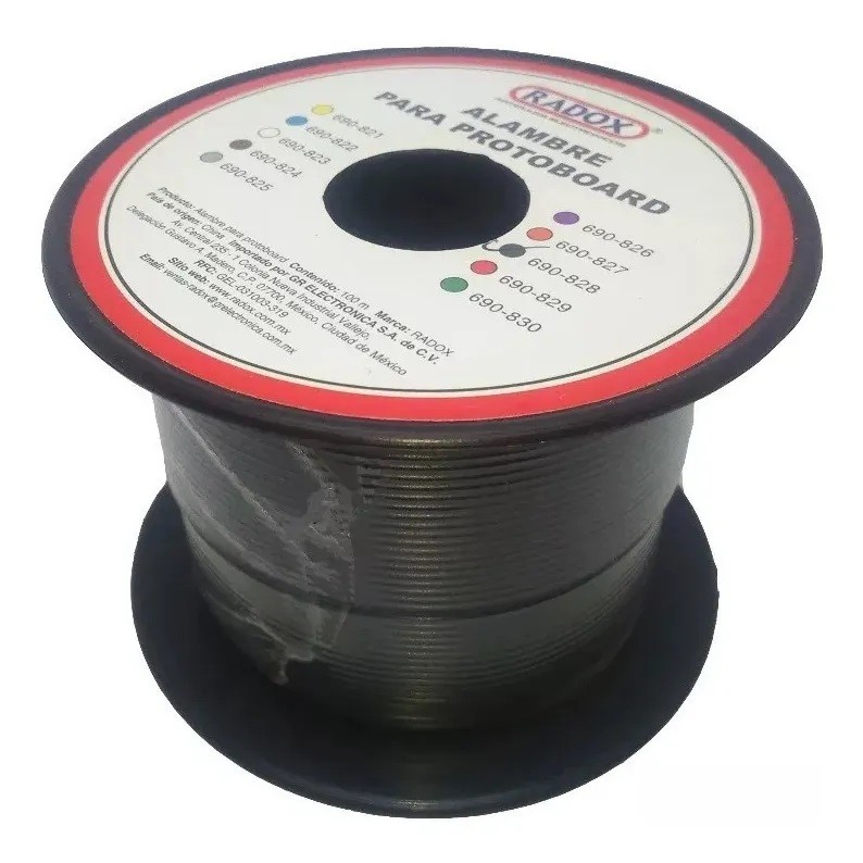 Rollo de alambre para protoboard negro 100 m.
