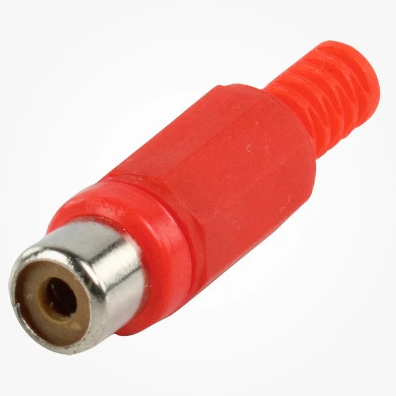 Jack Conector RCA Rojo De Plástico Con Resorte Para Extensión