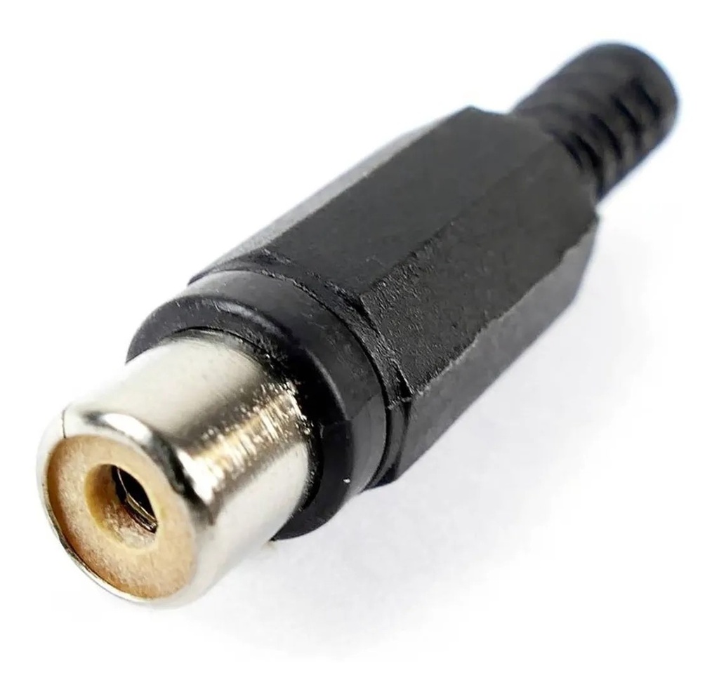 Jack Conector RCA Negro De Plástico Con Resorte Para Extensión