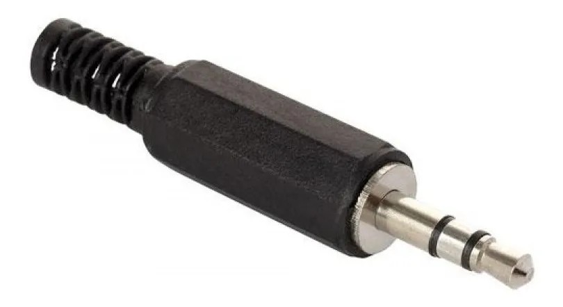 Plug 3.5 Audio 2 Bandas De Plástico Estéreo Plástico Negro Con Resorte Para Extensión