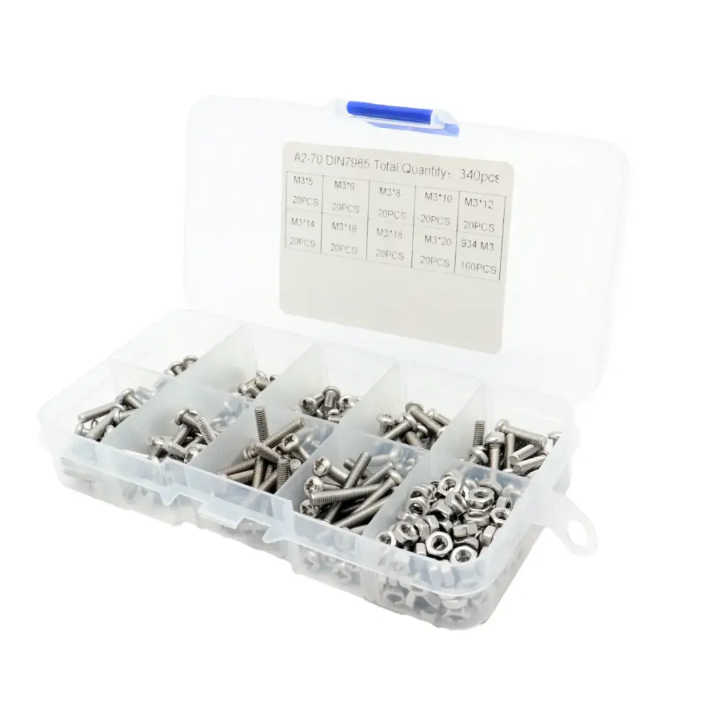 Kit De Tornillos 9 Valores Y Tuercas Milimétricas M3