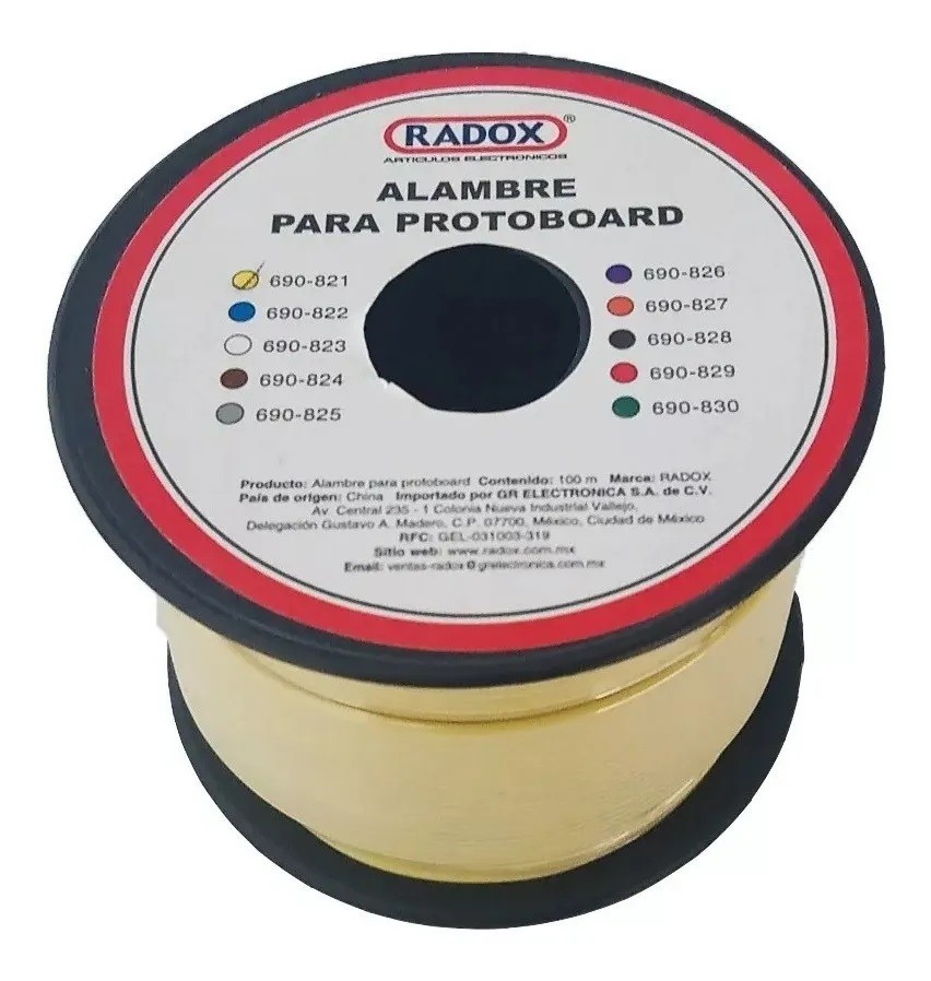 Rollo de Alambre para Protoboard Amarillo 100m