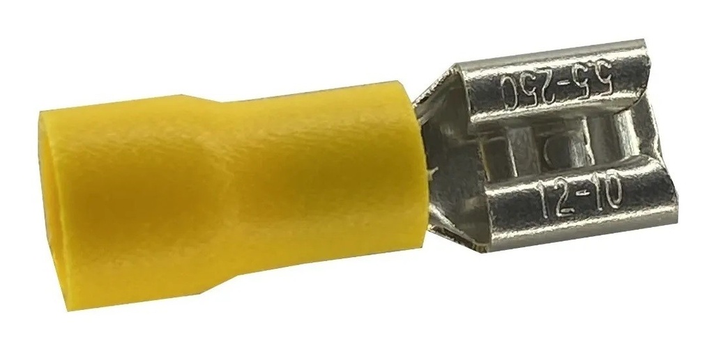 Terminal De Latón Tipo Faston, Hembra, Con Forro Amarillo