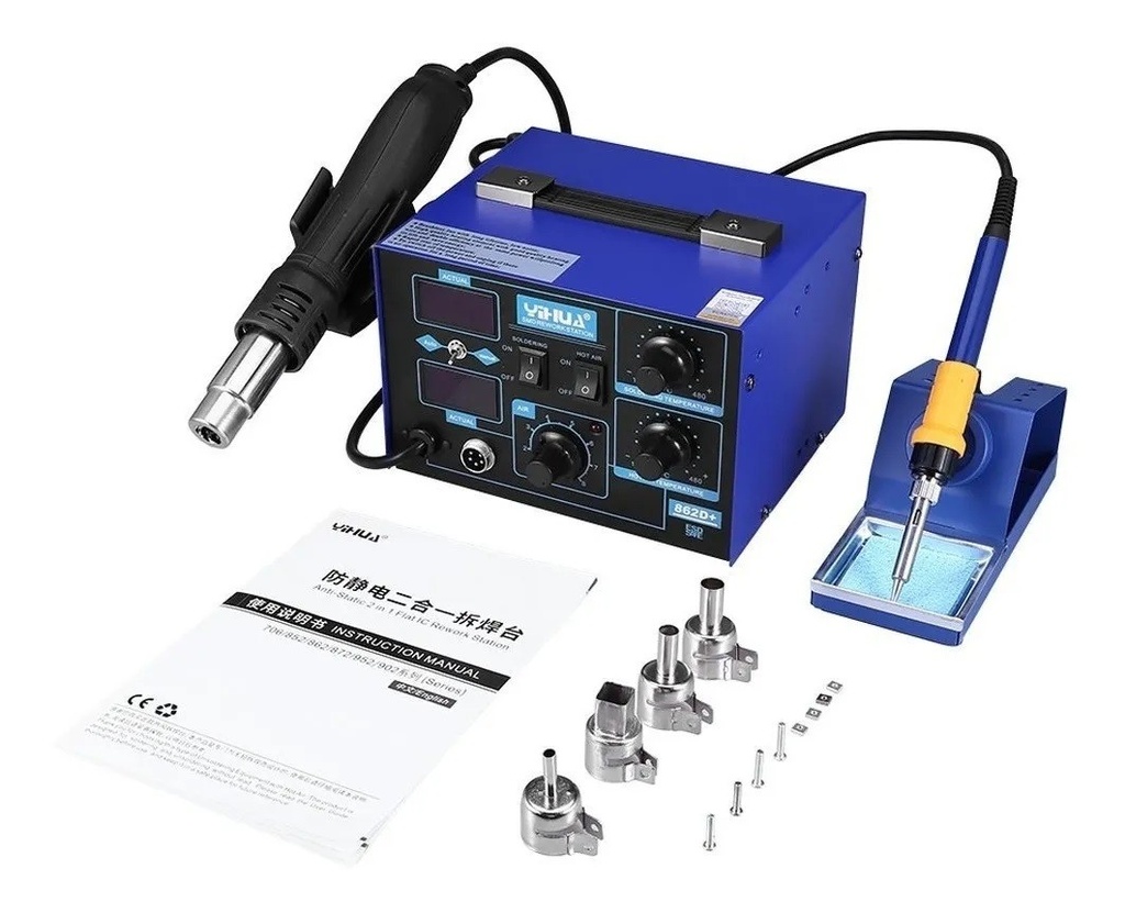 Estación De Soldadura 2 En 1 862d+ Pistola De Aire Caliente