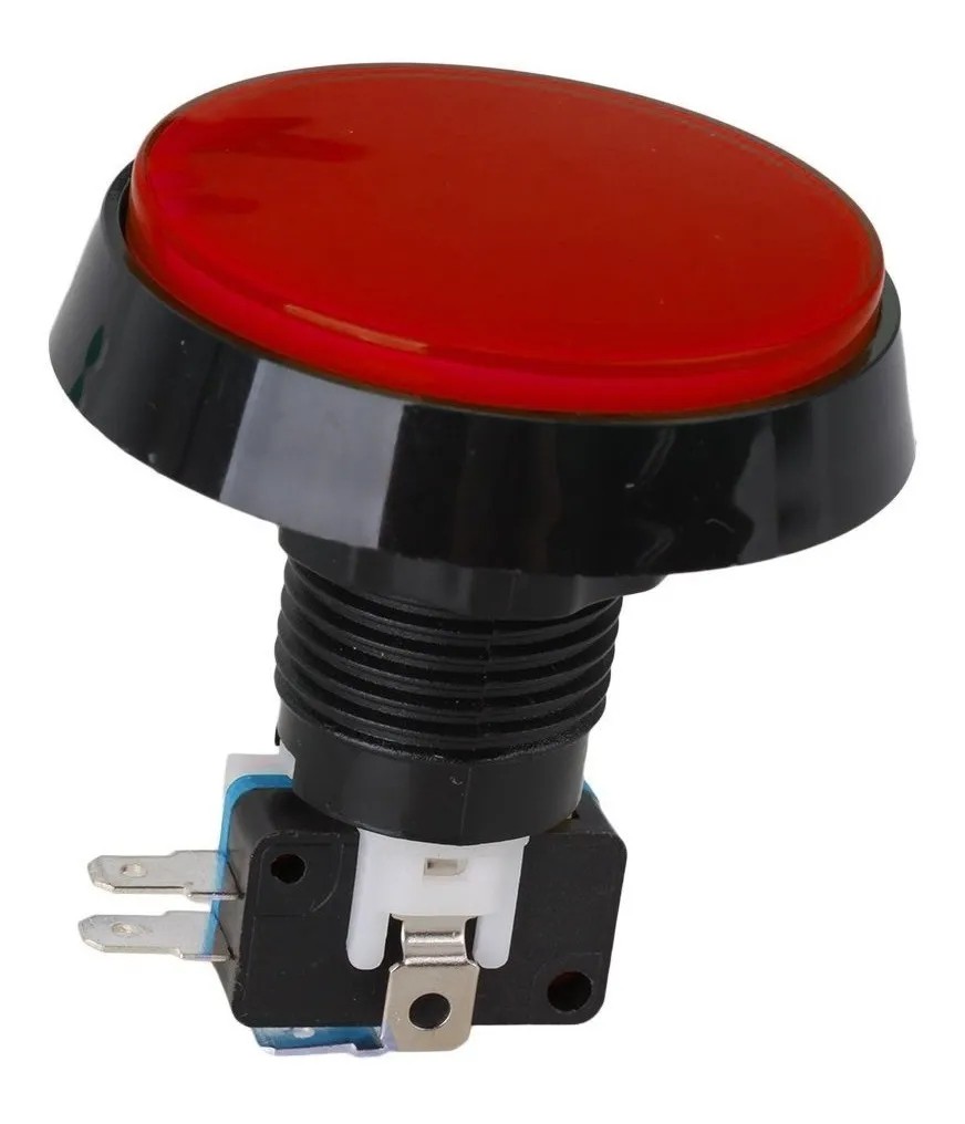 Pulsador Interruptor Redondo Grande Rojo Con Piloto Arcade Juego