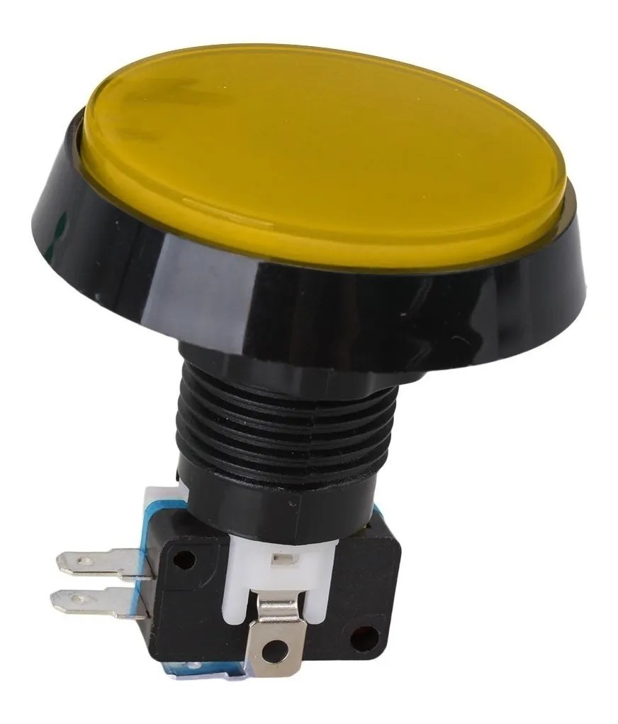 Pulsador Interruptor Redondo Grande Amarillo Con Piloto Arcade Juego