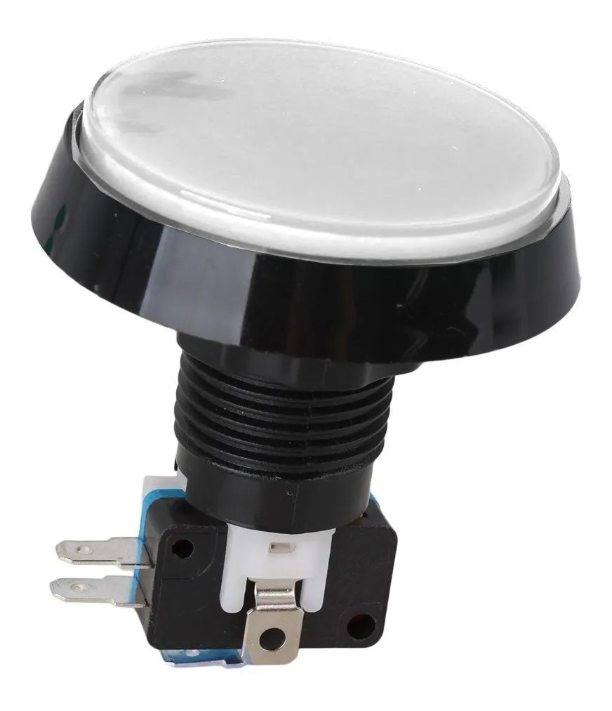 Pulsador Interruptor Redondo Grande Blanco Con Piloto Arcade Juego