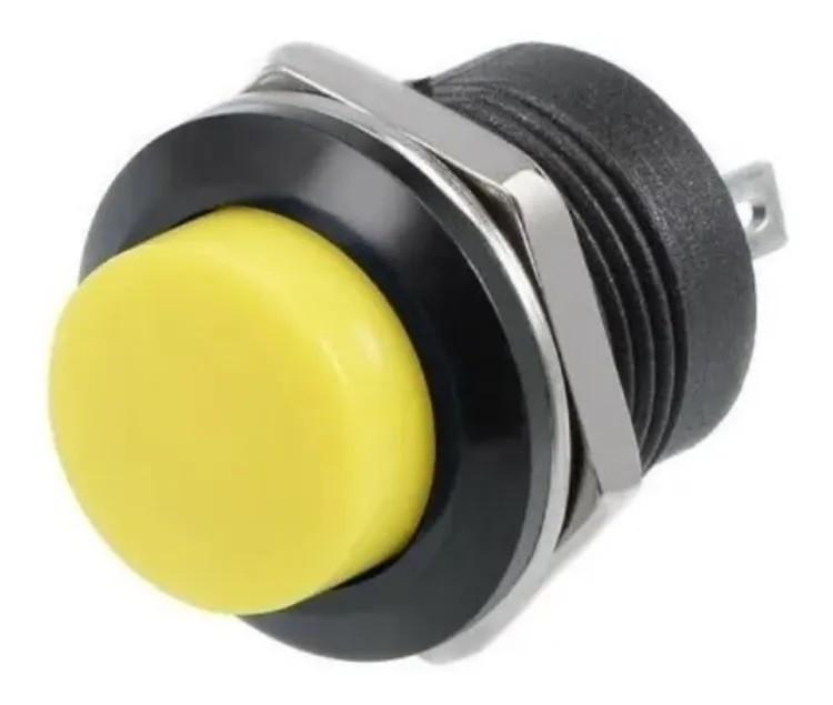 Botón Pulsador Push Button On 2 Pines Na Mediano AMARILLO Plastico