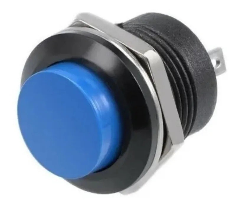 Botón Pulsador Push Button On 2 Pines Na Mediano AZUL Plastico