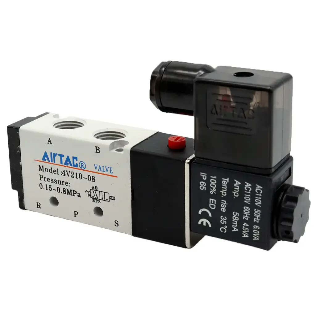 Válvula Neumática Airtac 4V210-08 110V AC 5 Vías 2 Posiciones