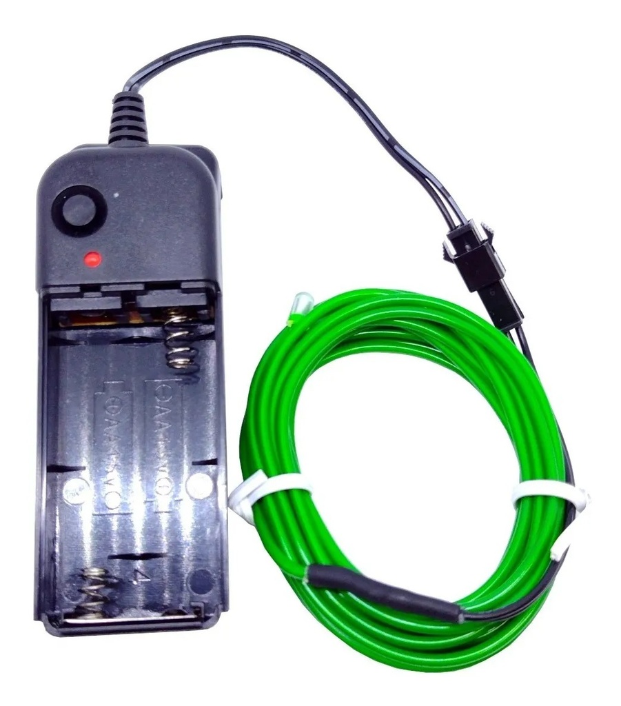 Cable Tira Hilo 3m Luminoso Luz Neon Verde Con Portapila DJ Tron LED