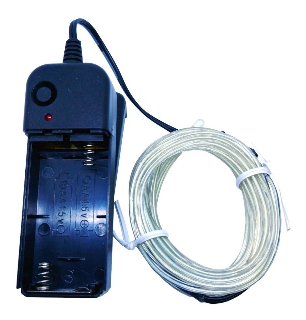 Cable Tira Hilo 3m Luminoso Luz Neon Blanco Con Portapila DJ Tron LED