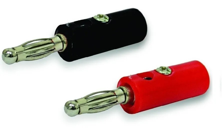 Par De Conectores Plug Tipo Banana Rojo Y Negro