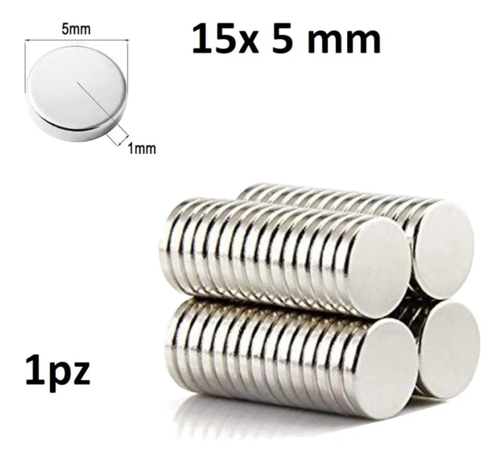 Imán De Neodimio 15x5mm Redondo