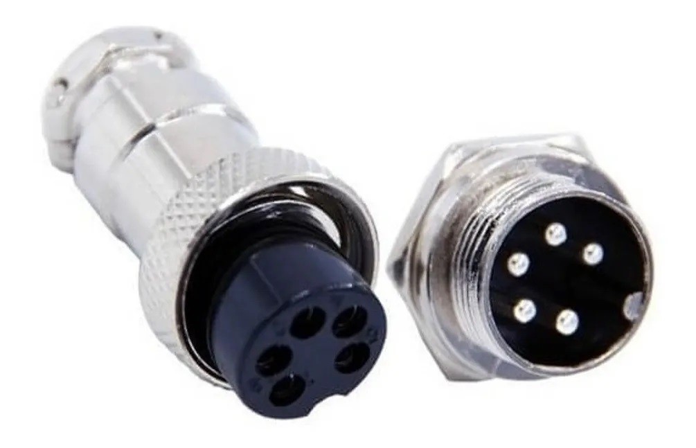 Conector Terminal De Aviación GX16 5 Pines Metal Circular Cnc (Cable-Pared)