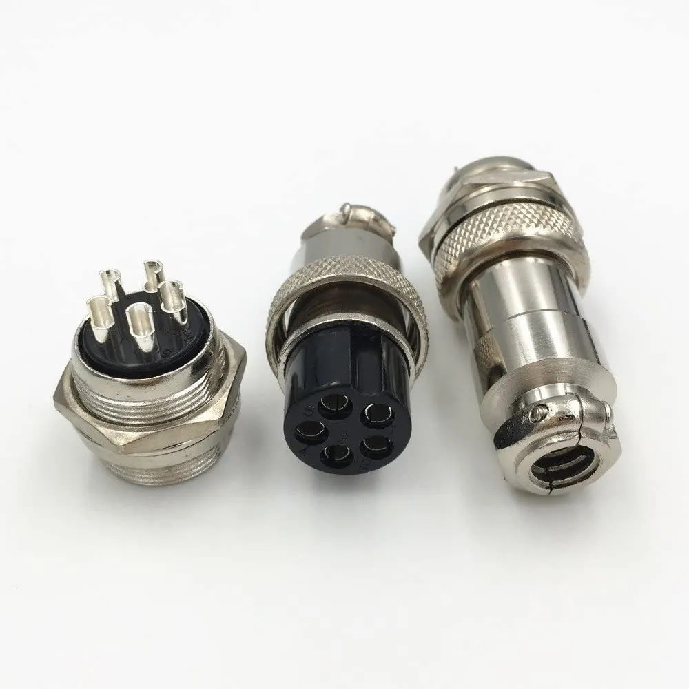 Conector Terminal De Aviación GX16 5 Pines Metal Circular Cnc (Cable-Cable)