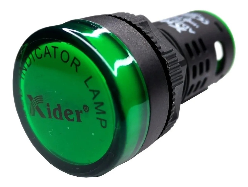 Lampara Indicadora Luz Piloto 12V DC/AC VERDE Empotrable 22mm