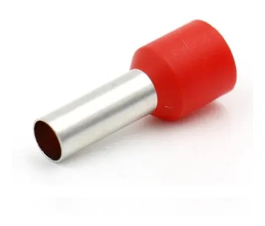 100x Terminales Ferrules Cal 16 AWG Cilíndricas Eléctricas Aisladas Cable E1508 ROJO