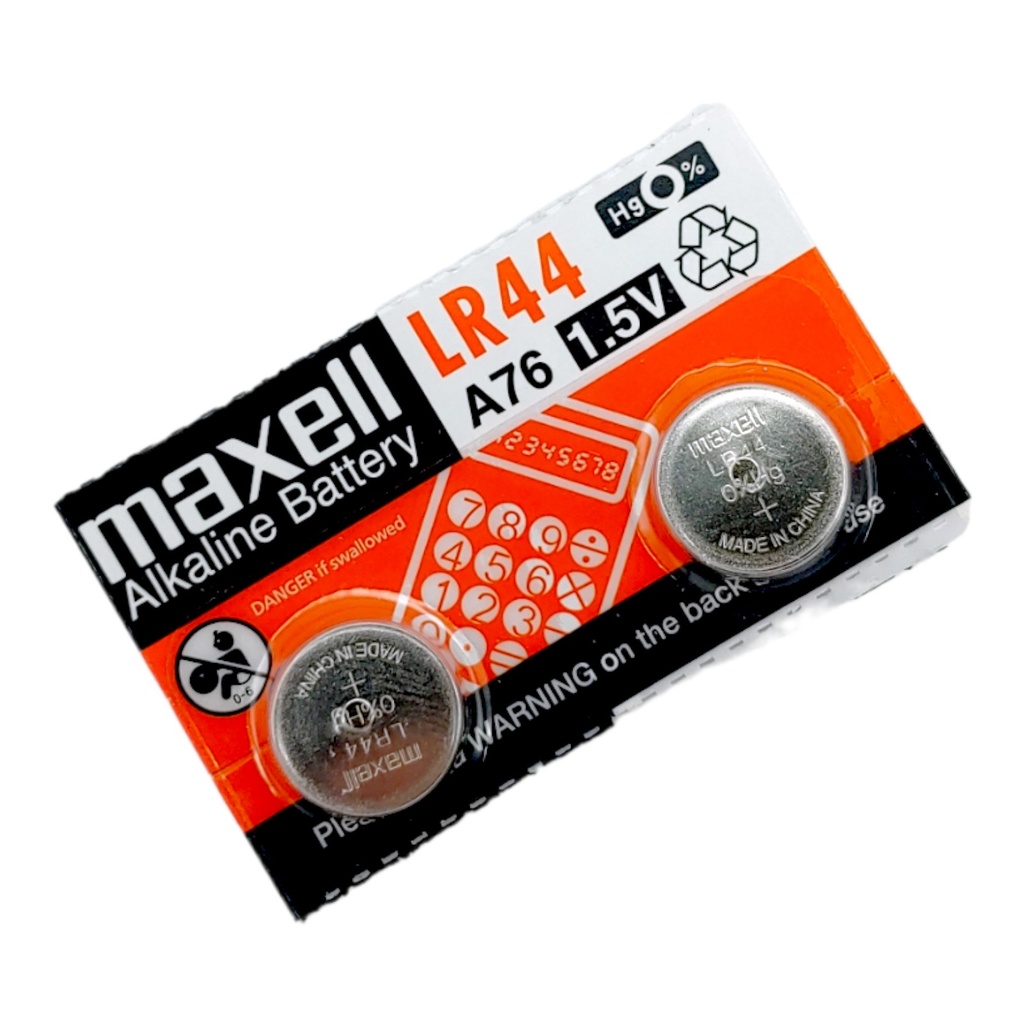 2x Pila Batería Maxell LR44 A76 1.5V 110mAh Tipo Botón