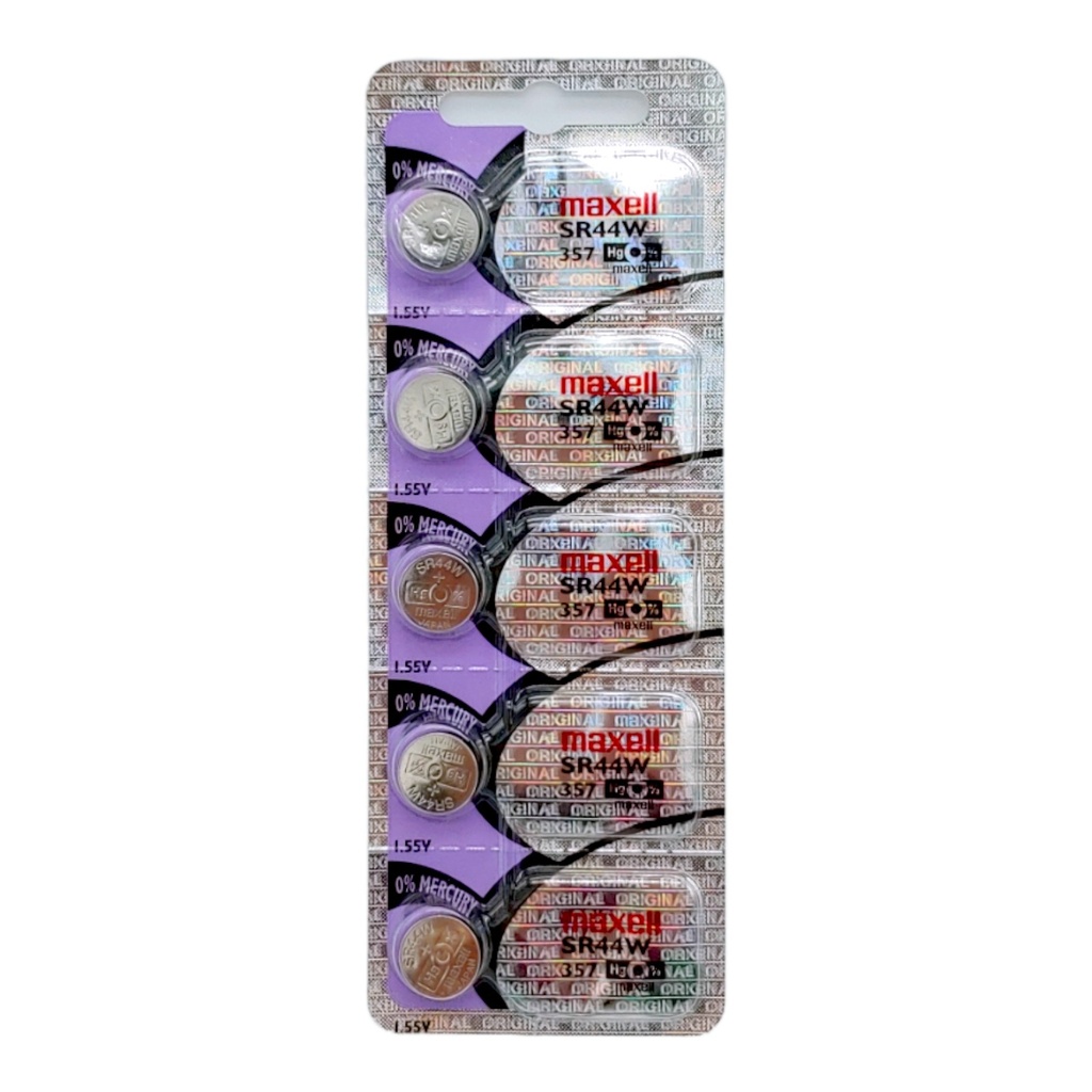 Kit 5 Pila Batería Maxell SR44w 357 1.55V 165mAh Tipo Botón