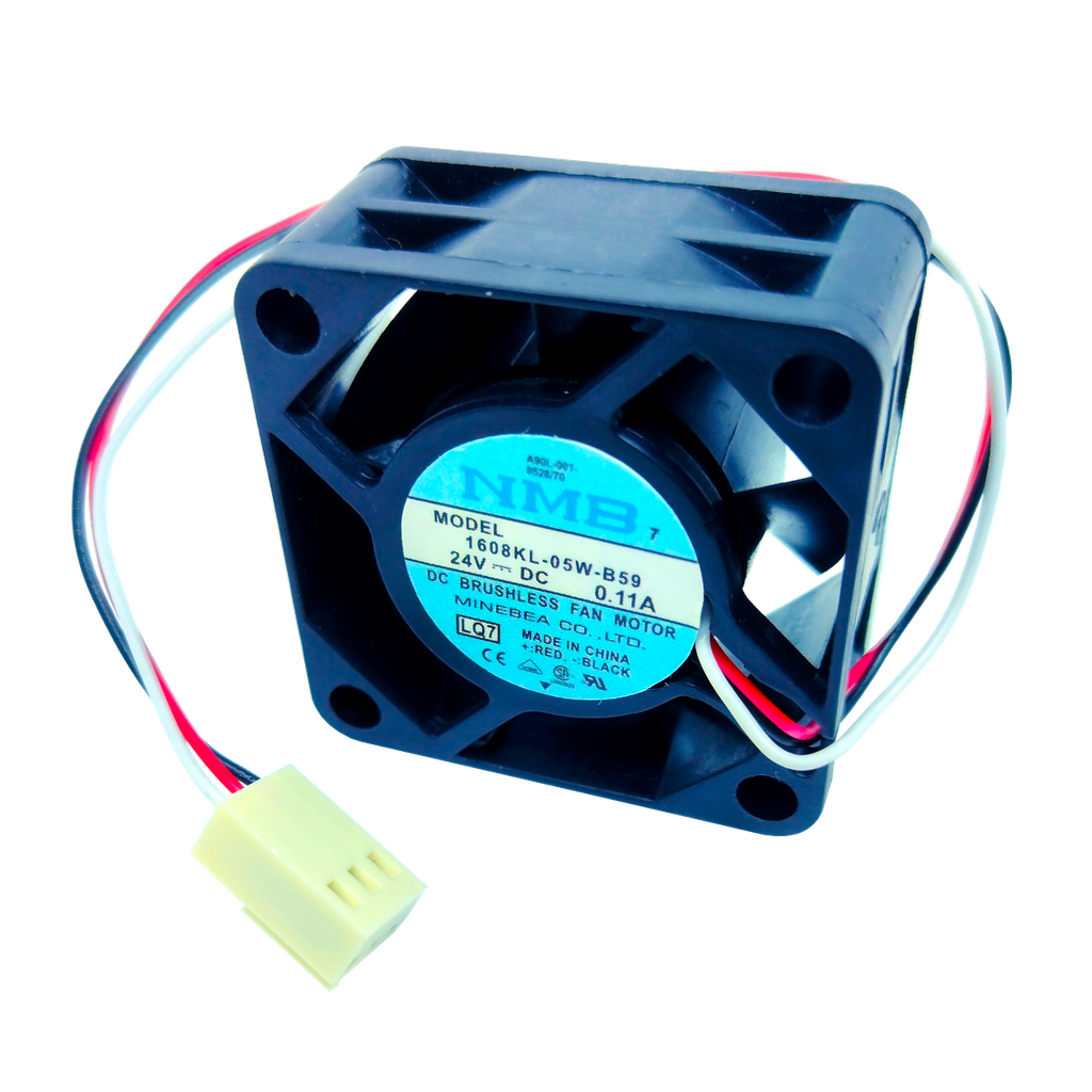 Ventilador NMB 1608KL-05W-B59 (A90L-0001-0528) 24V 0.11A 40mm x 40mm x 20mm con conector blanco de 3 Pines
