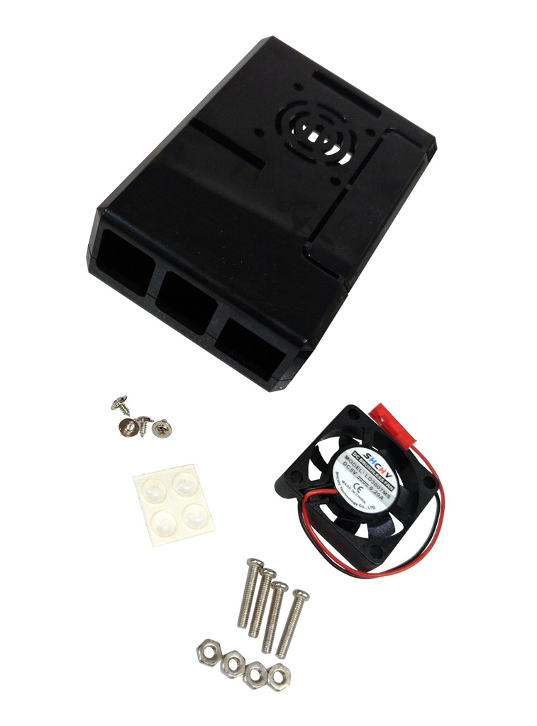 Caja Carcasa ABS Protectora Para Raspberry Pi 4 Negra Case con ventilador