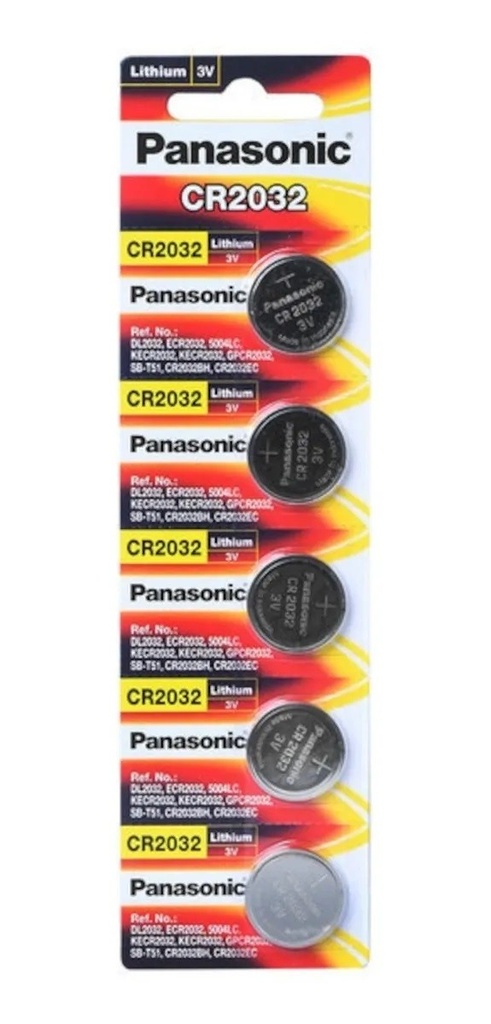 5x Blister Pila Batería Panasonic CR2032 3V 225mAh Tipo Botón