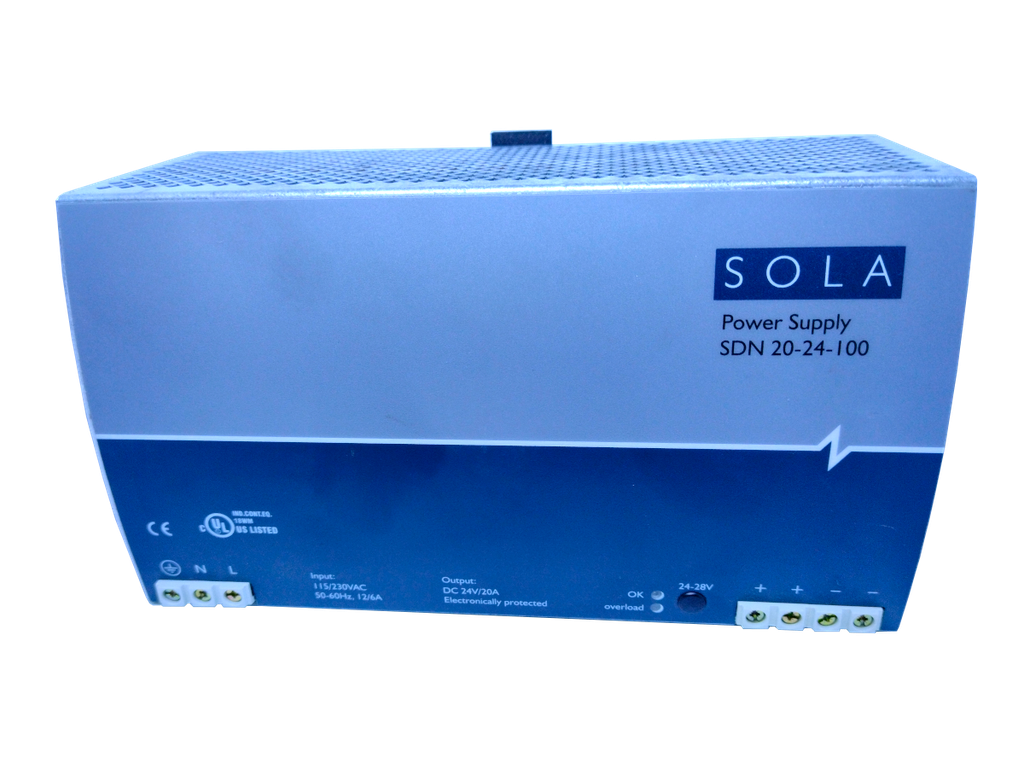 Eliminador Transformador Fuente Poder Driver SOLA/HEVI-DUTY SDN20-24-100 24V 20A  12/6A 50-60Hz