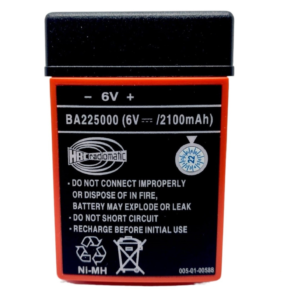 Pila Batería HBC RADIOMATIC BA225000 6V 2100mAh Para 005-01-00588 Recargable